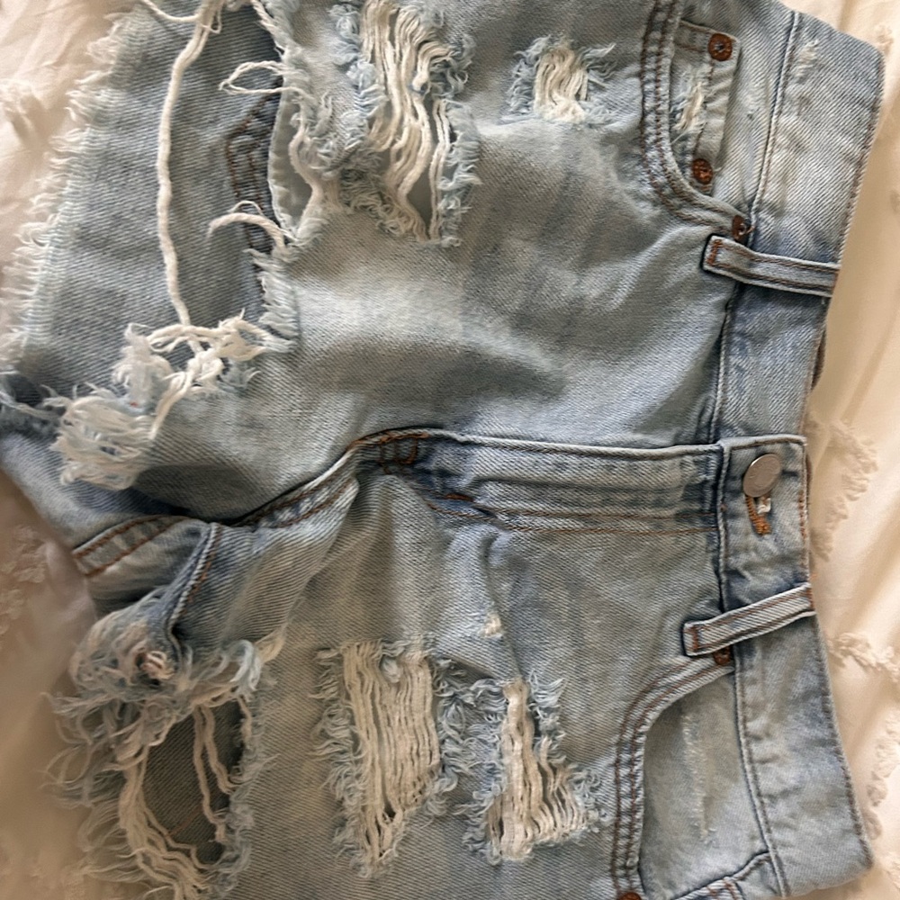 Aeropostale Blue Distressed Jean Shorts